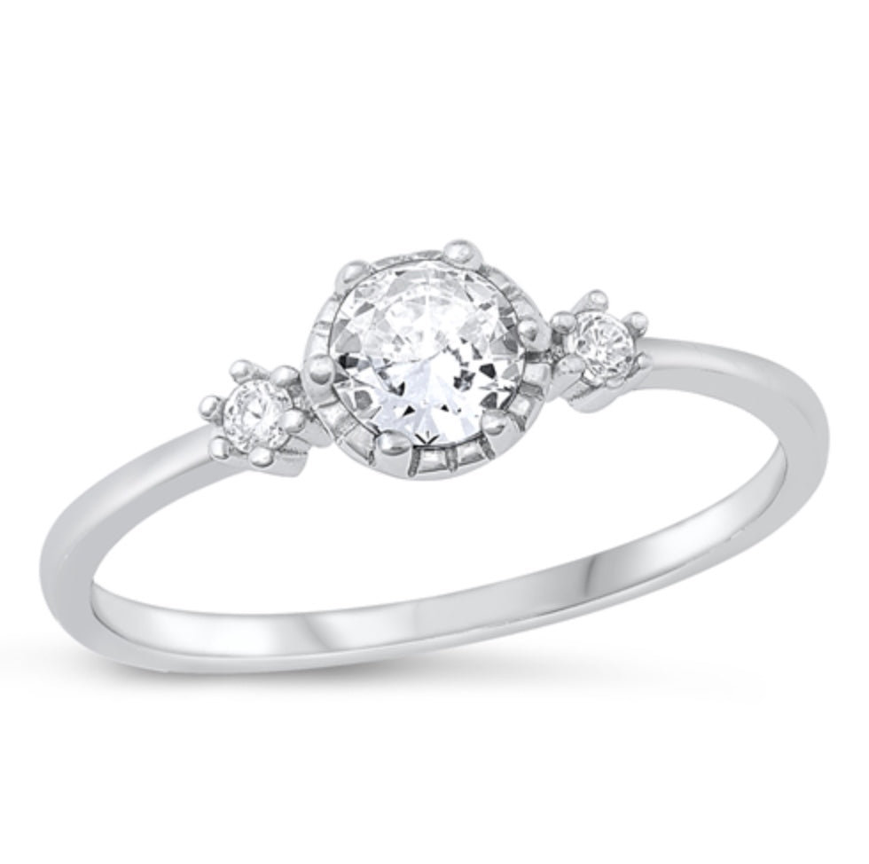 Sterling silver round cushion cut Cz ring