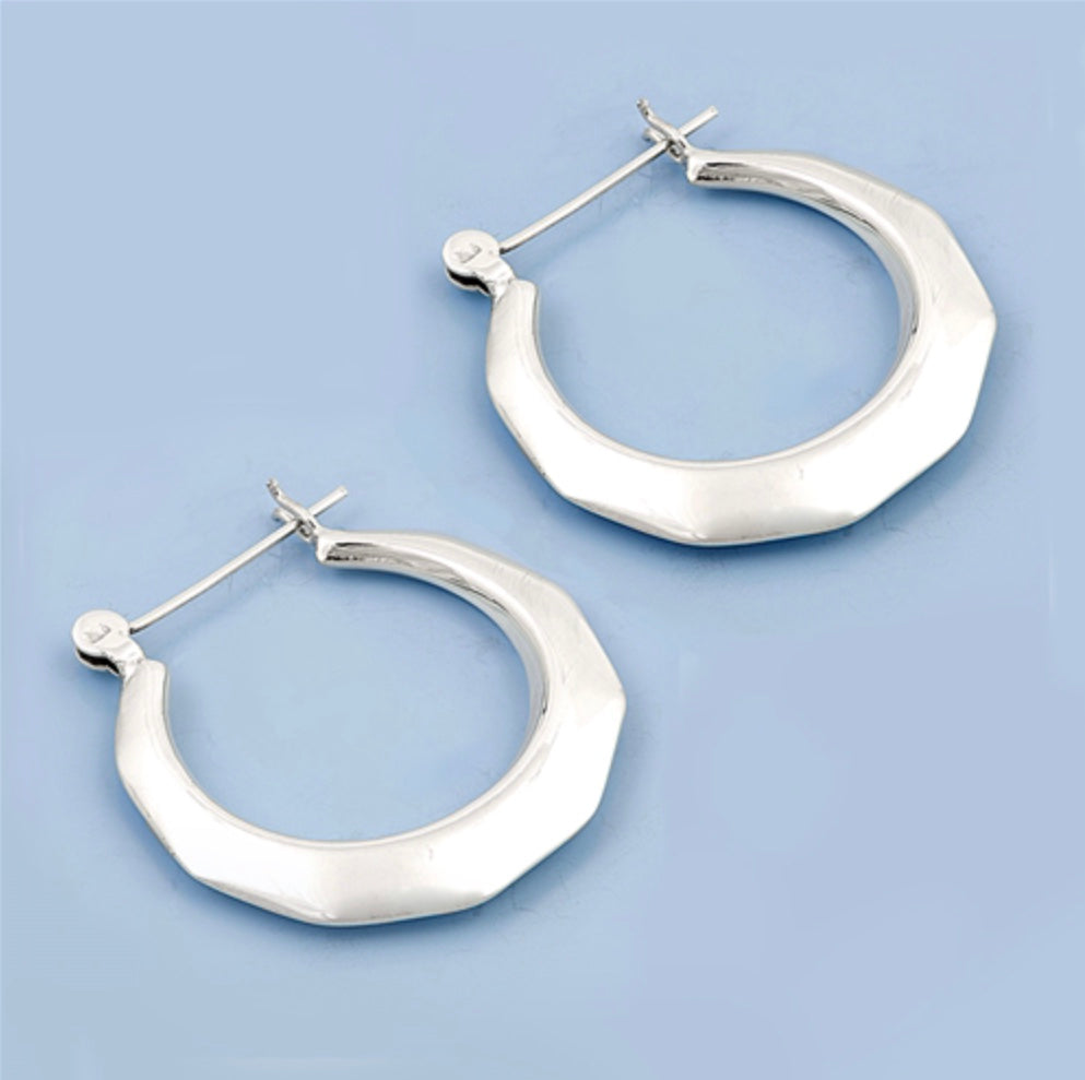 Sterling silver hollow Hoop scallop Earring