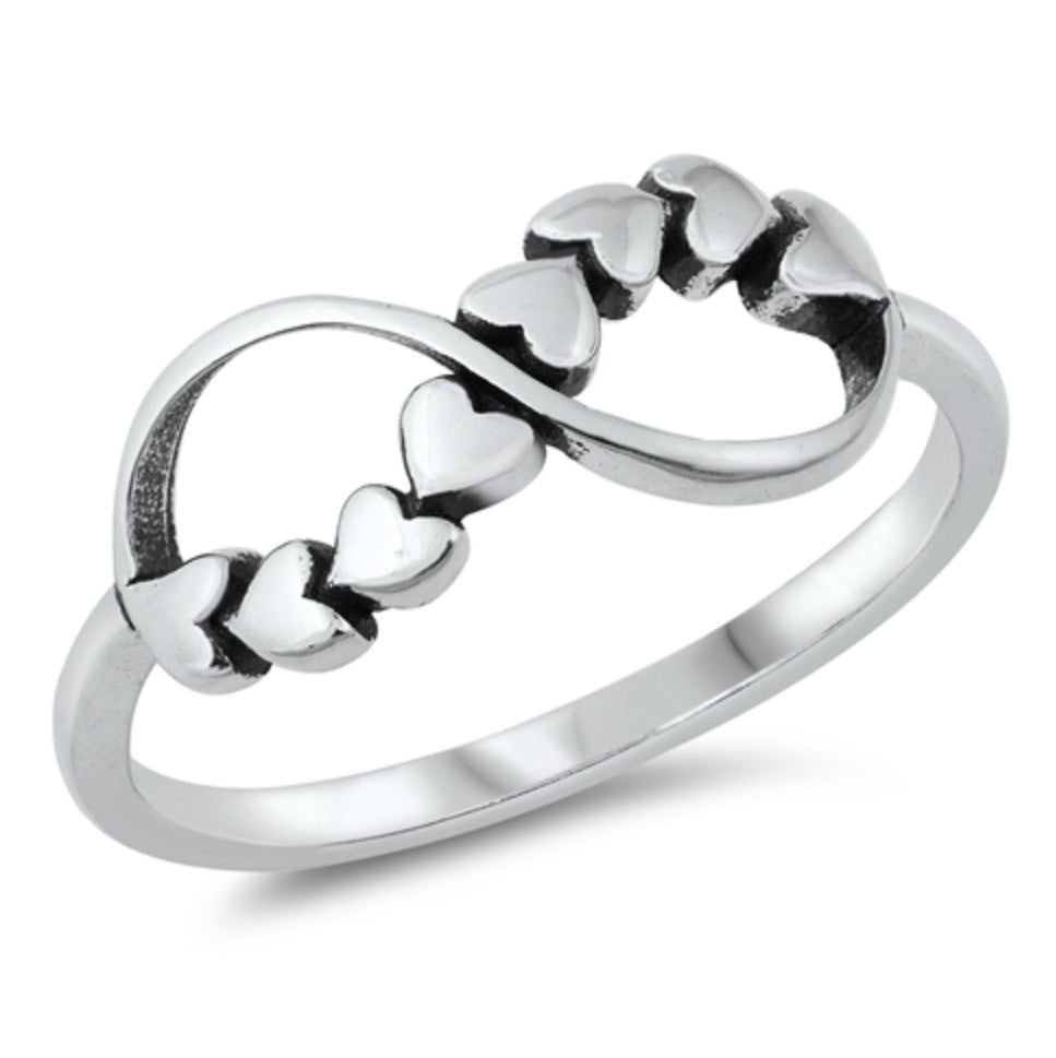 Sterling silver Infinity Hearts ring