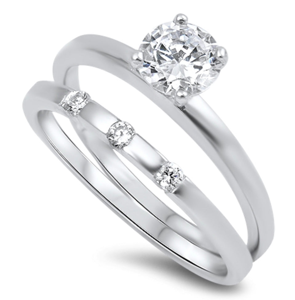 Sterling silver cushion cut Cz wedding set