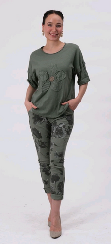 Green Floral print pant
