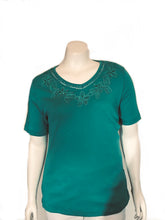 Floral Embroidered Rhinestone Tee