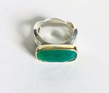 Sterling silver Green Onyx /10k gold accent Ring