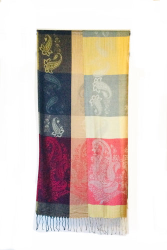 Pashmina large check paisley print scarf