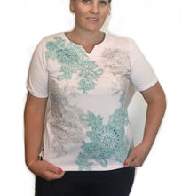 Flower print sequins tee