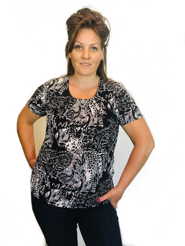 Black/ White Arabesque print top