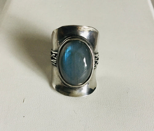 Saddle shape Shield Labradorite Silver  Ring