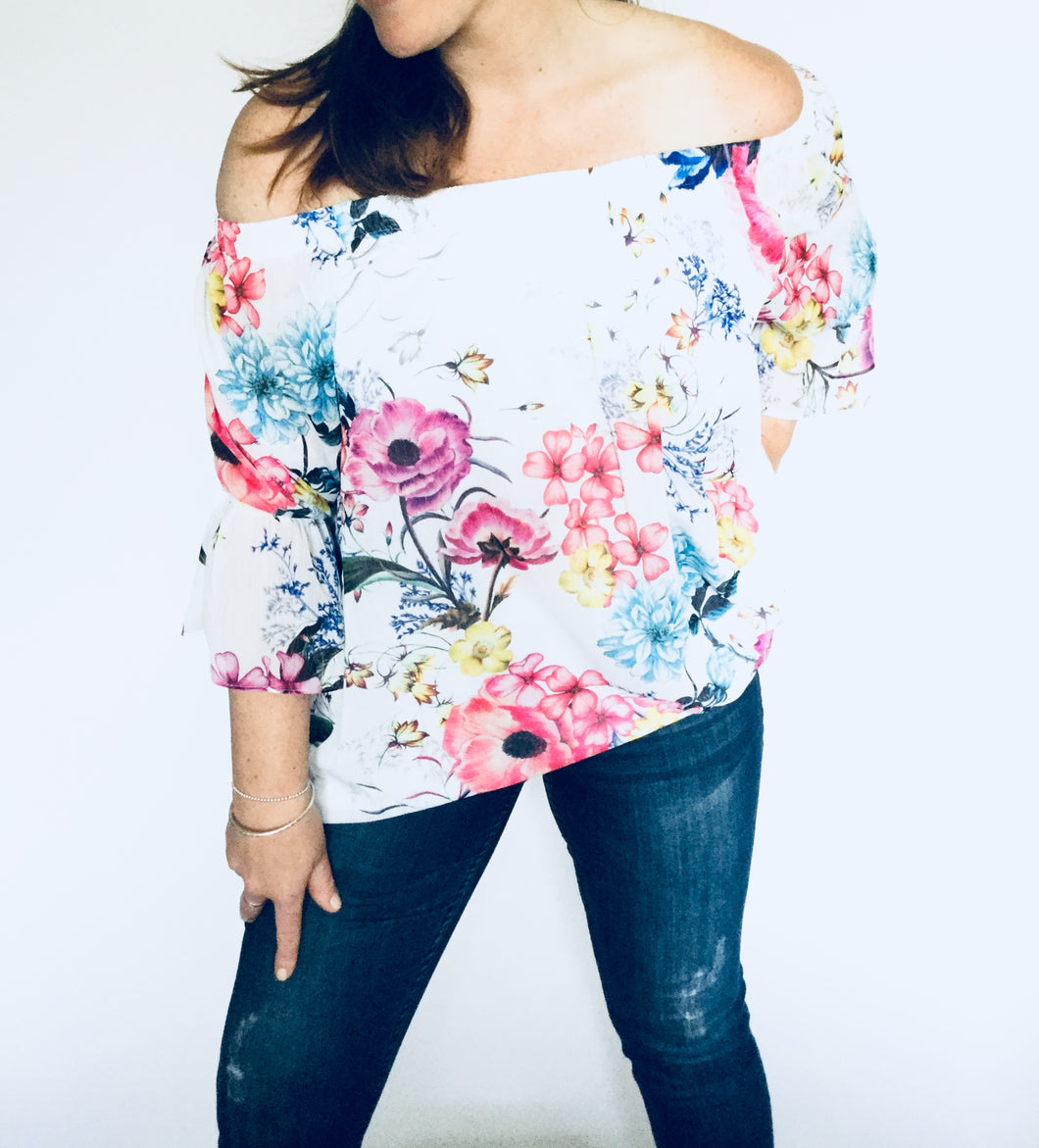 Off the Shoulder Floral Blouse