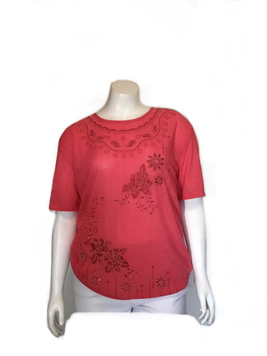 Pink Sequins floral Tee