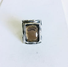 Sterling silver square Genuine stone Ring