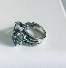 Tri-Color Aquamarine,Clear Crystal,Light Blue Topaz Ring