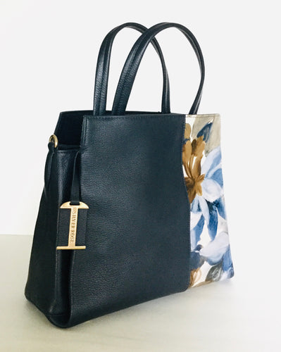 Navy Handbag water colour floral Print