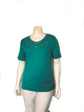 Floral Embroidered Rhinestone Tee