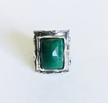 Sterling silver square Genuine stone Ring