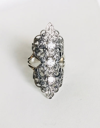 Sterling silver Lace design shield Ring