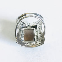 Sterling silver square Genuine stone Ring
