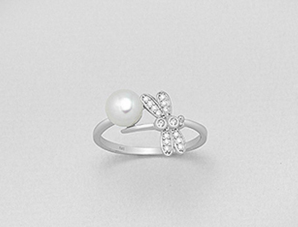 Dragonfly Pearl Wrap Ring