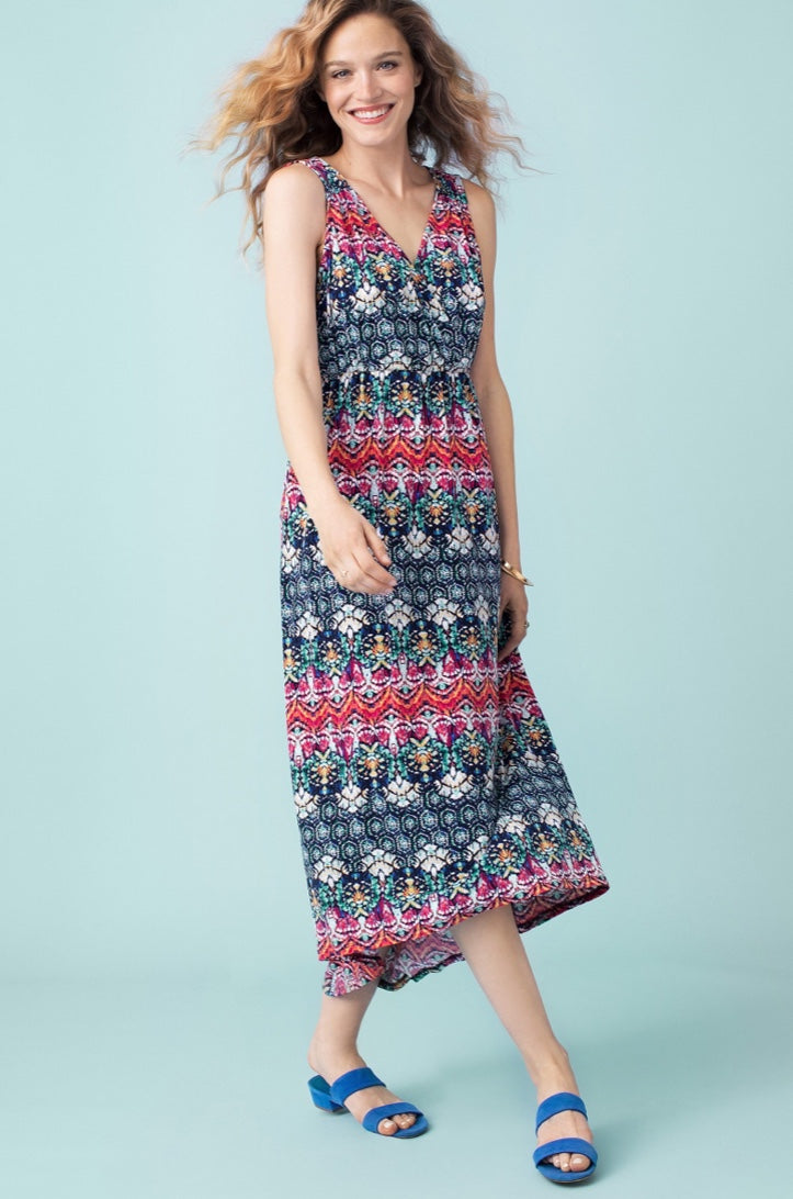 Maxi Umpire waist multi colour Dress