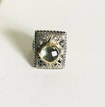 Vintage ornate detail sterling silver 9k ring/ Genuine Stones