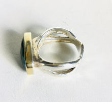 Sterling silver Green Onyx /10k gold accent Ring