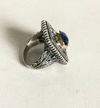 Vintage ornate detail sterling silver 9k ring/ Genuine Stones