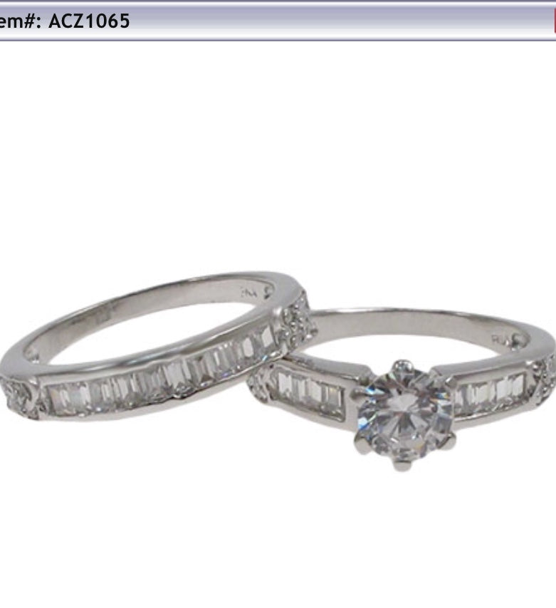 Cz Round cut wedding set