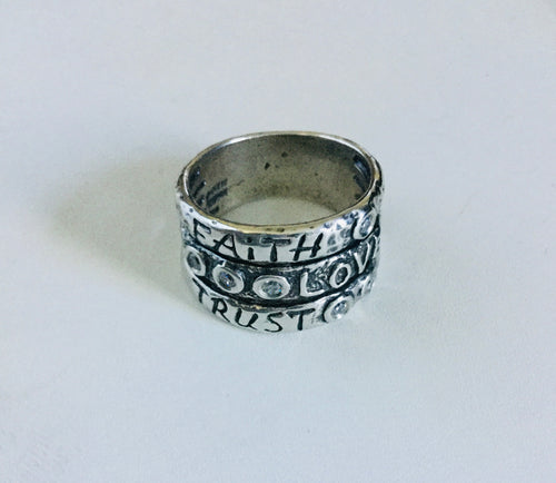 Faith,Love,Trust sterling silver  Ring