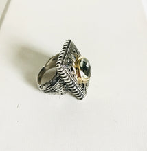 Vintage ornate detail sterling silver 9k ring/ Genuine Stones
