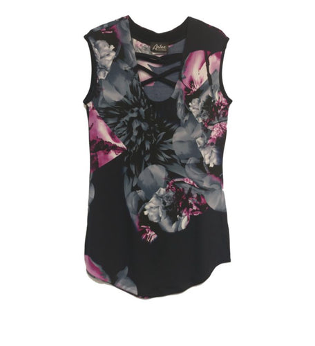 Floral Print Cut out Neck Cami