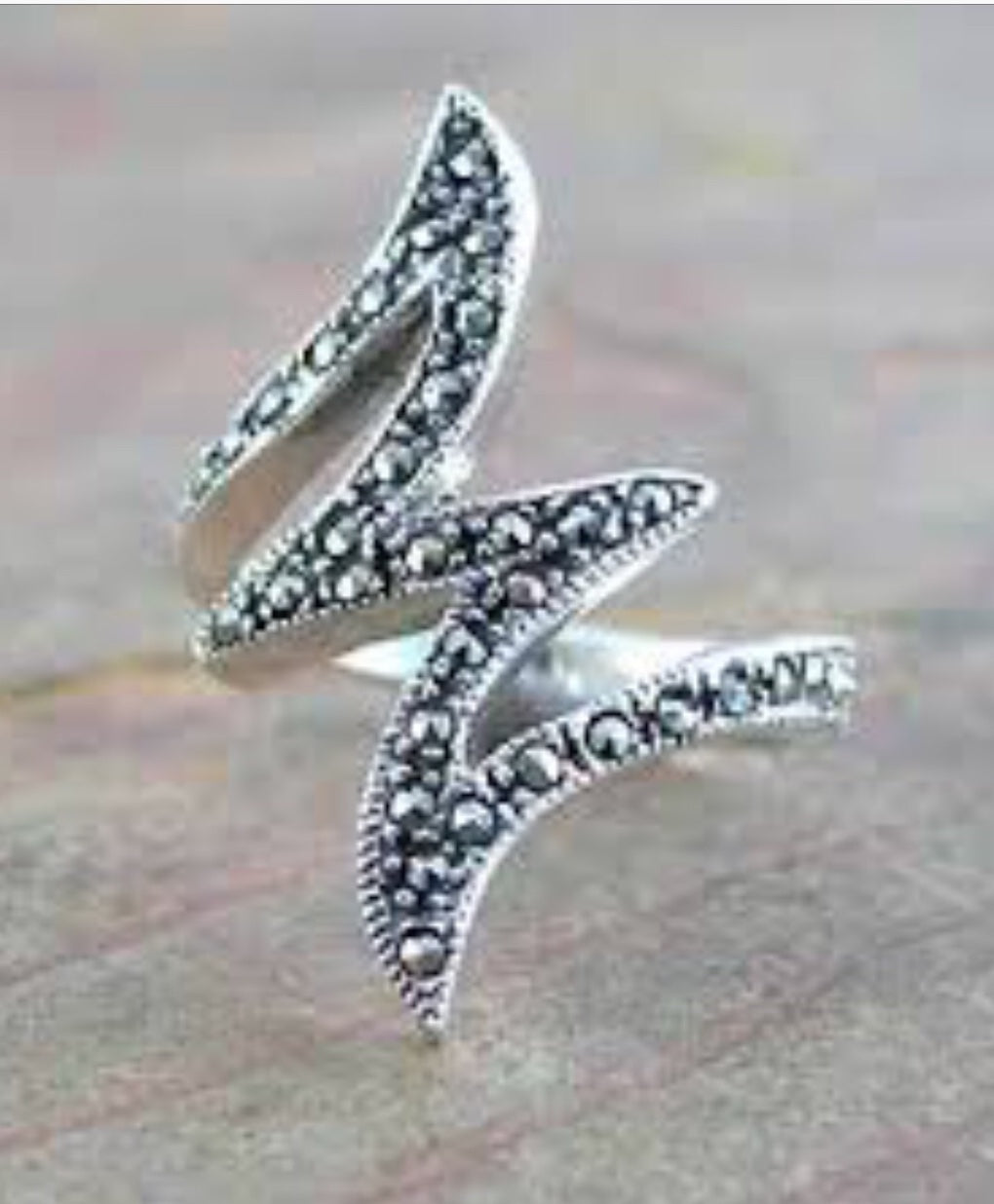 Lighting bolt Marcasite Ring