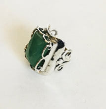 Sterling silver square Genuine stone Ring