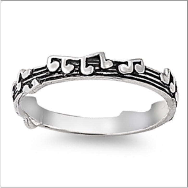Sterling silver Infinity Music Note Ring
