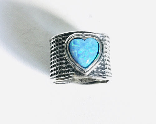 Sterling silver Cigar band heart  Ring