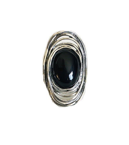 Sterling silver Oval Black onyx Ring.
