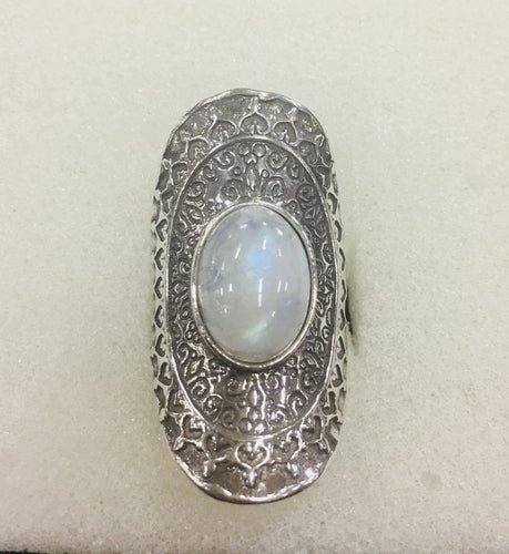 Moonstone Israeli Shield Ring