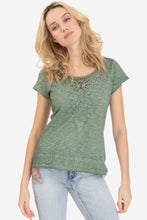 Embroidered Cap Sleeve Top