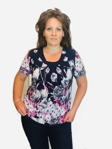 Navy Floral print top