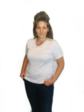 Floral Embroidered Rhinestone Tee
