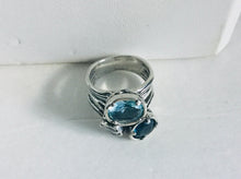 Tri-Color Aquamarine,Clear Crystal,Light Blue Topaz Ring