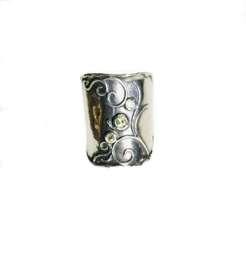 Sterling silver peridot Shield Ring