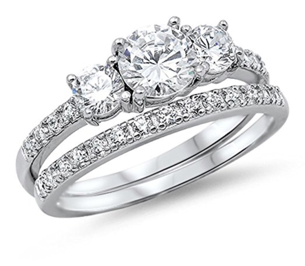 Three Clear round cut CZ travel set