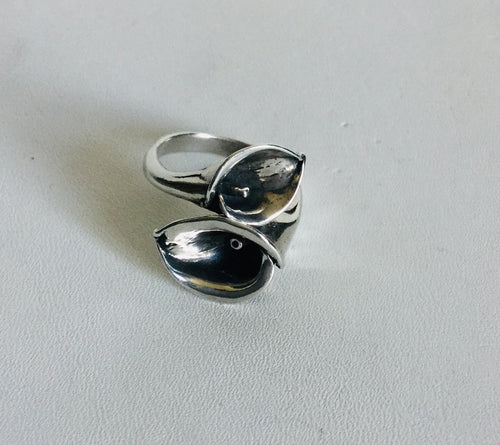 Sterling silver double Calla lily Silver Ring