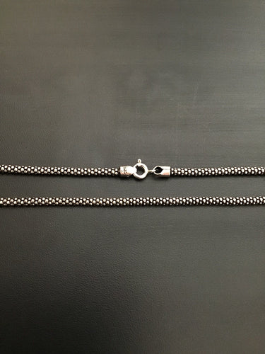 925 Silver popcorn oxidized chain 2 mm