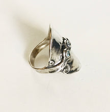 Sterling silver Aquamarine Shield Ring