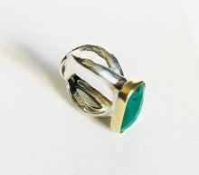 Sterling silver Green Onyx /10k gold accent Ring