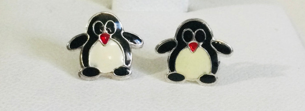 Penguin stud earrings