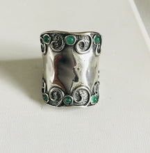 Studded gem stone Sterling Silver Shield Ring