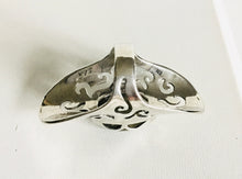 Filigree shield Silver ring with Genuine stone