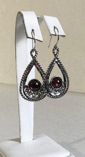 Garnet Tear drop Shepard hook Earrings
