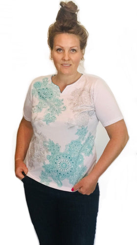 Flower print sequins tee